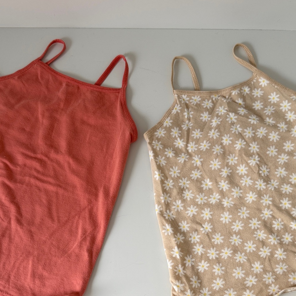 2pk Girls' Coral Tank & Daisy Print Tank Two-Pack